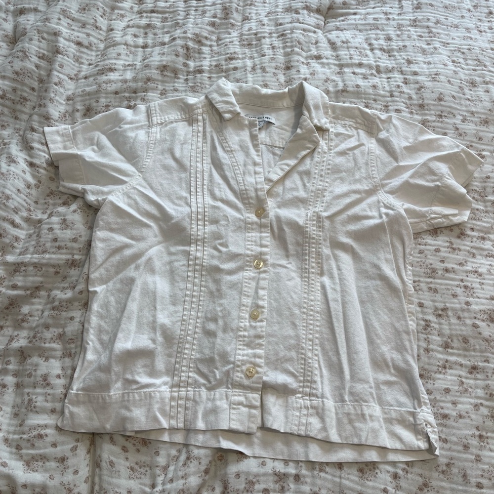White Short-Sleeve Button-Up Shirt